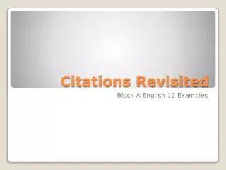 Citations Revisited