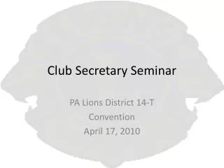 Club Secretary Seminar