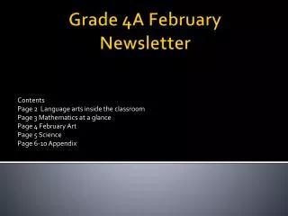 Grade 4A February Newsletter
