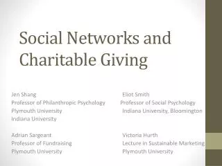Social Networks and Charitable Giving