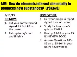 aim how do elements interact chemically to produces new substances pski 3