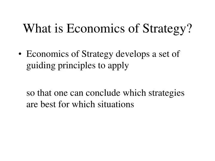 what is economics of strategy