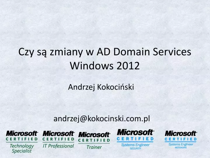 czy s zmiany w ad domain services windows 2012