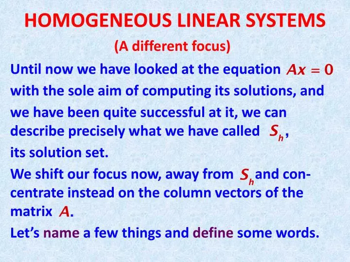 homogeneous linear systems