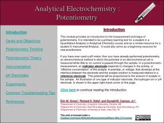 Analytical Electrochemistry : Potentiometry