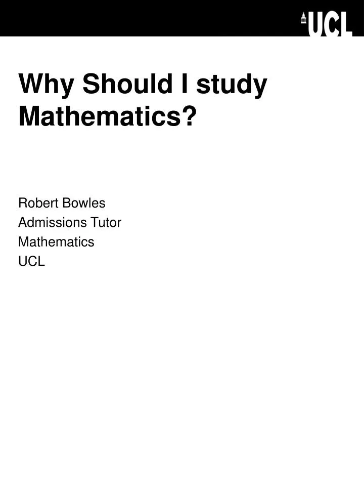 why should i study mathematics
