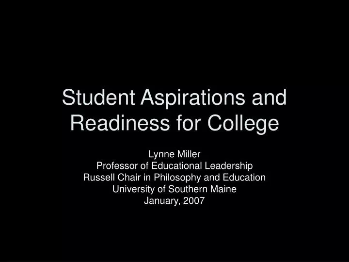 student aspirations and readiness for college