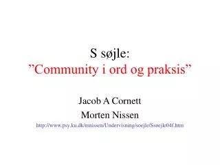 s s jle community i ord og praksis