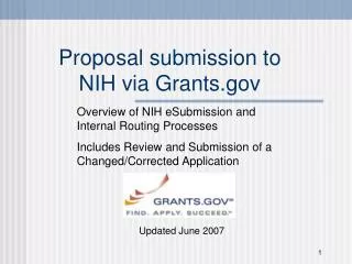 Proposal submission to NIH via Grants