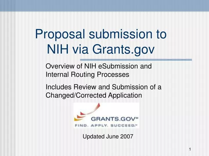 proposal submission to nih via grants gov