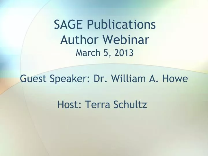 sage publications author webinar march 5 2013