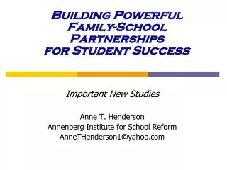 Building Powerful Family-School Partnerships for Student Success