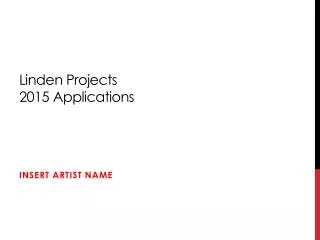 Linden Projects 2015 Applications