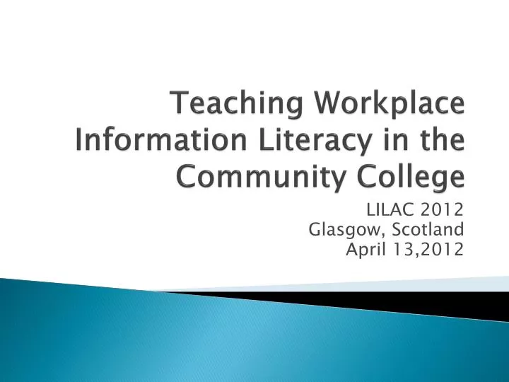 teaching workplace information literacy in the community college