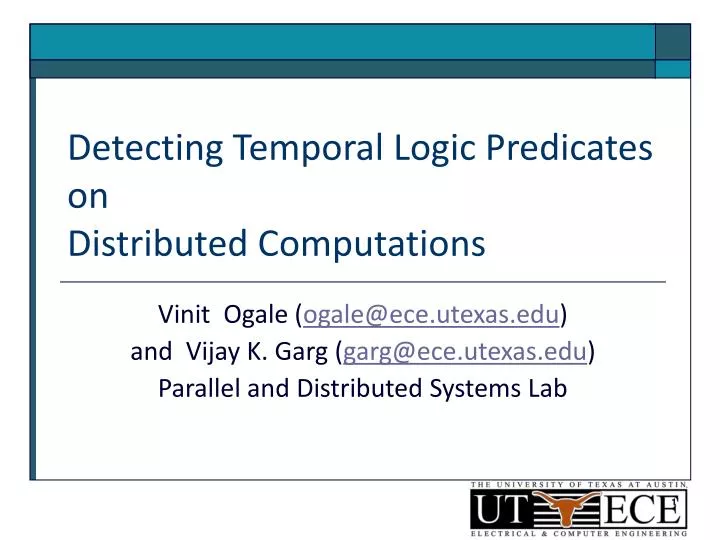 detecting temporal logic predicates on distributed computations