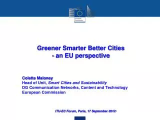 Greener Smarter Better Cities - an EU perspective