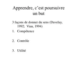apprendre c est poursuivre un but