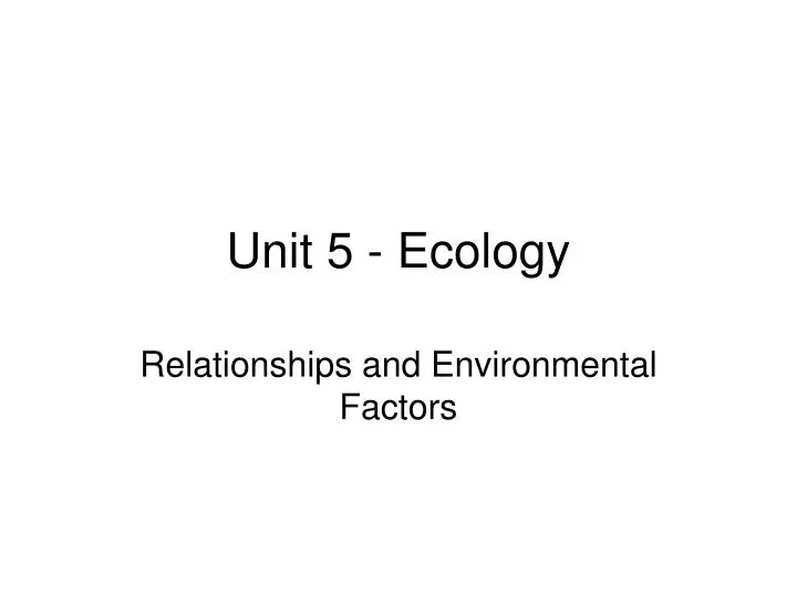 unit 5 ecology