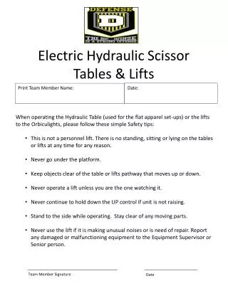 Electric Hydraulic Scissor Tables &amp; Lifts