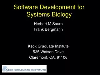 Software Development for Systems Biology