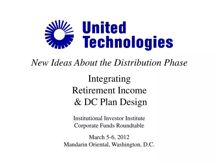 new ideas about the distribution phase i ntegrating r etirement income dc plan design