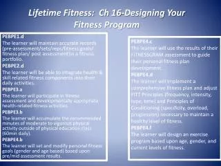 Lifetime Fitness: Ch 16-Designing Your Fitness Program