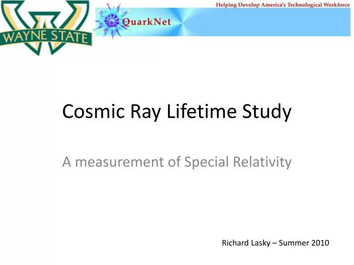 cosmic ray lifetime study