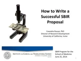 SBIR Program for the School of Medicine June 25, 2014