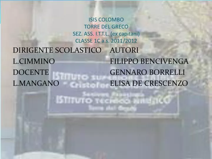 isis colombo torre del greco sez ass i t t l ex capitani classe 1c a s 2011 2012