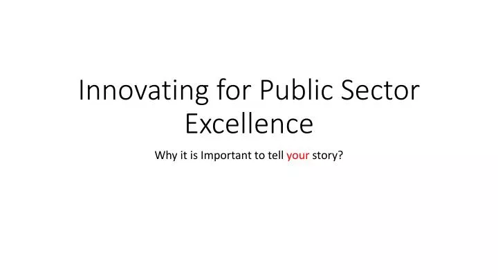 innovating for public sector excellence