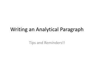 Writing an Analytical Paragraph