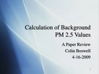 Calculation of Background PM 2.5 Values