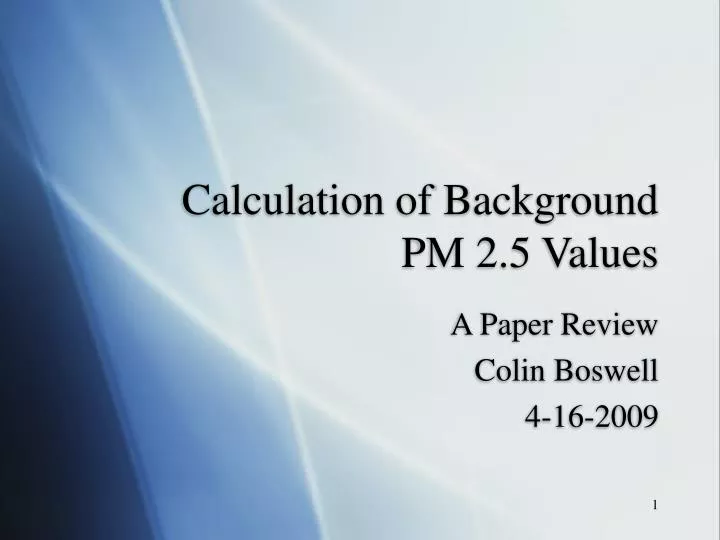 calculation of background pm 2 5 values