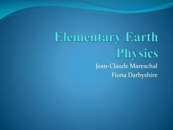 elementary earth physics