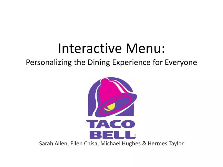interactive menu personalizing the dining experience for everyone