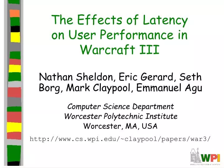 the effects of latency on user performance in warcraft iii