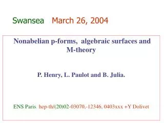 Swansea March 26, 2004