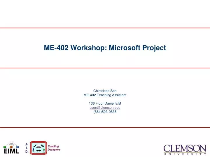 me 402 workshop microsoft project