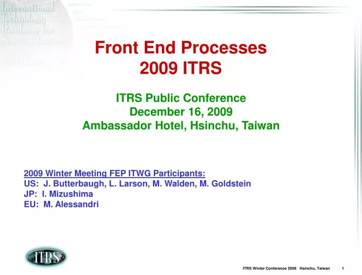 front end processes 2009 itrs