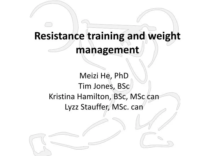 resistance training and weight management