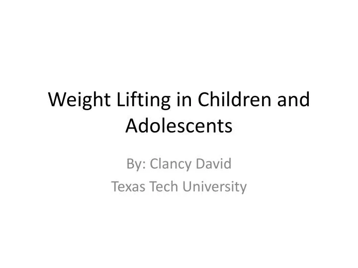 weight lifting in children and adolescents