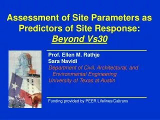 Assessment of Site Parameters as Predictors of Site Response: Beyond Vs30