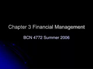 Chapter 3 Financial Management