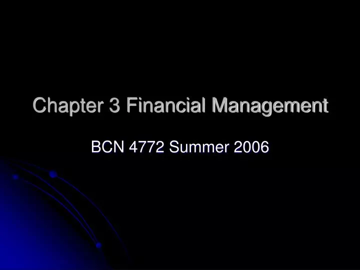 chapter 3 financial management