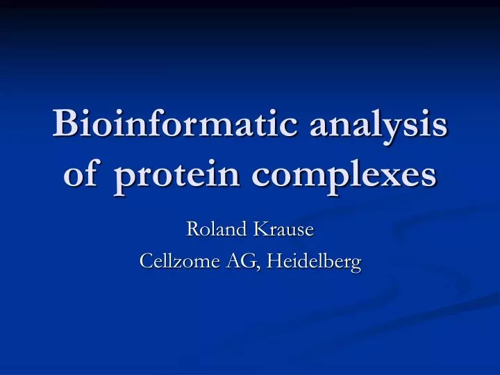 bioinformatic analysis of protein complexes