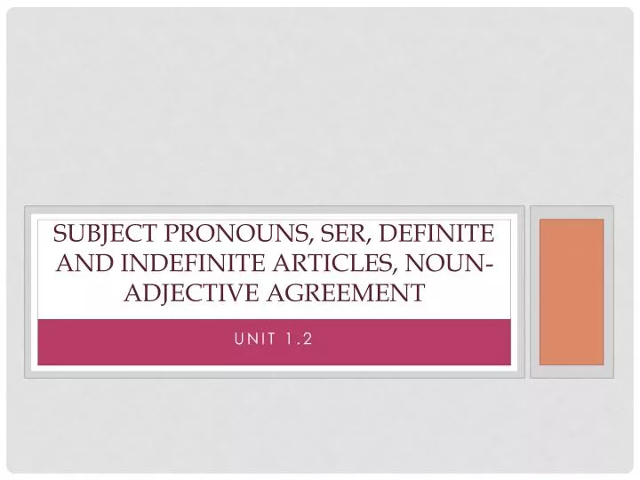 subject pronouns ser definite and indefinite articles noun adjective agreement
