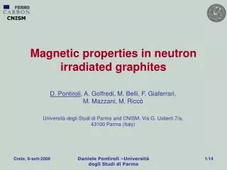 Magnetic properties in neutron irradiated graphites
