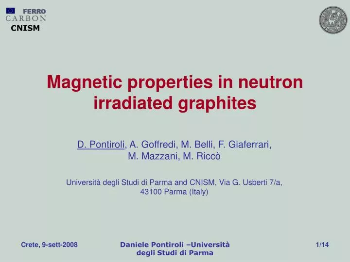magnetic properties in neutron irradiated graphites