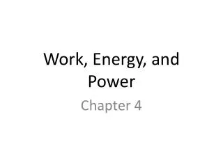 work energy and power