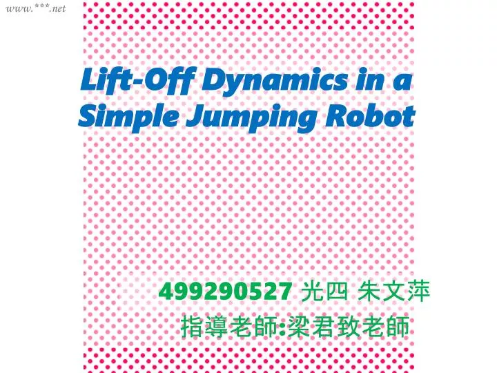 lift off dynamics in a simple jumping robot